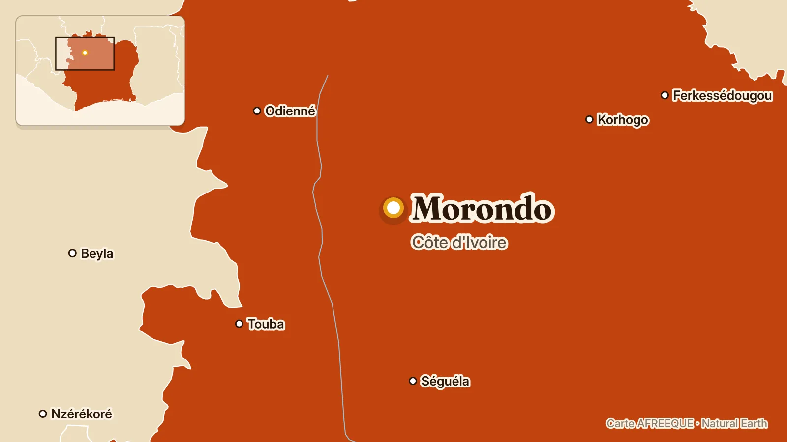 Carte : Morondo, Côte d'Ivoire