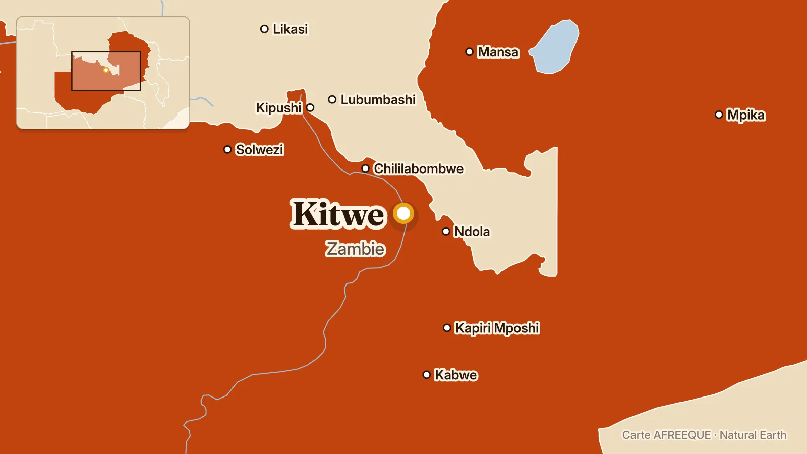 Carte : Kitwe, Zambie