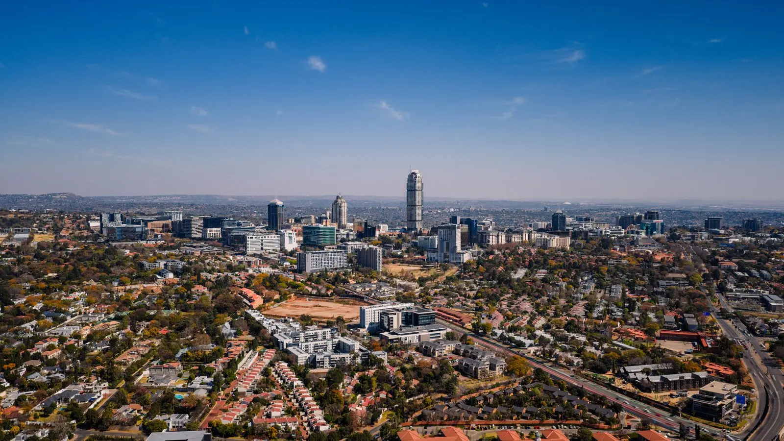 Vue aérienne du quartier d’affaires moderne de Sandton — photo d’illustration (banque d’images)