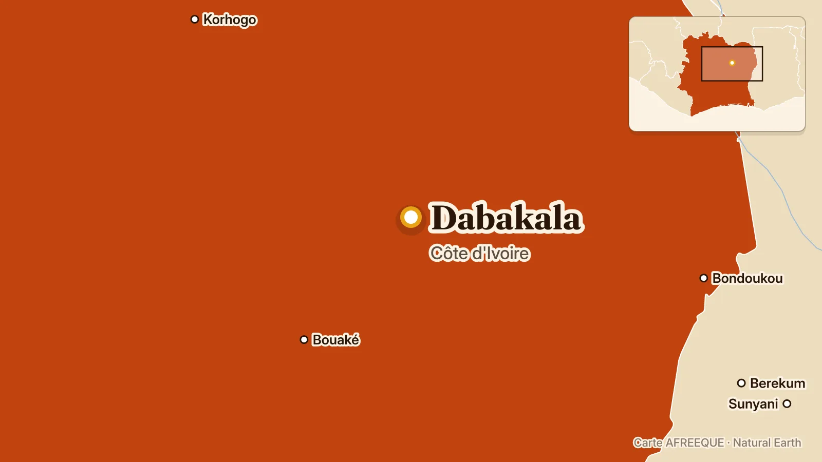 Carte : Dabakala, Côte d'Ivoire