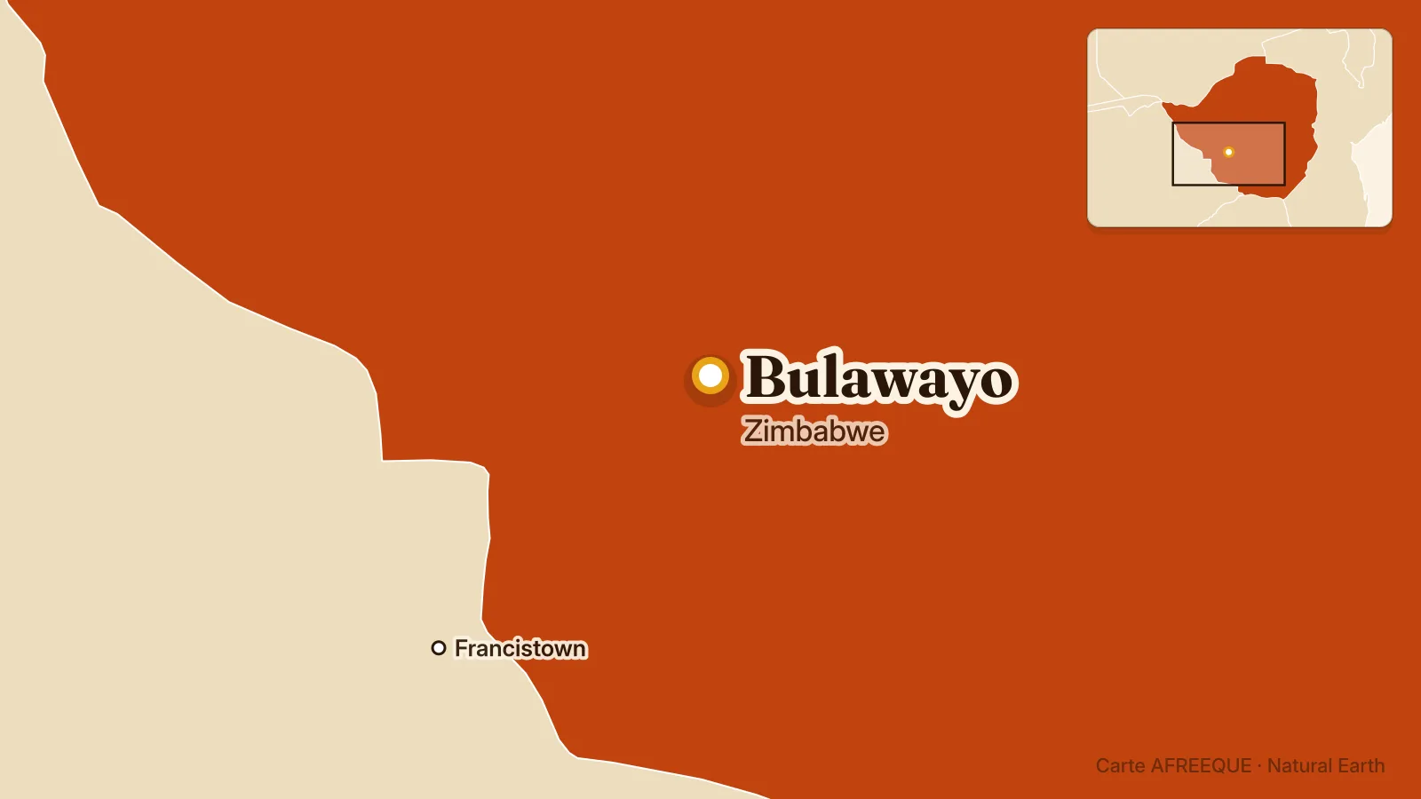 Carte : Bulawayo, Zimbabwe