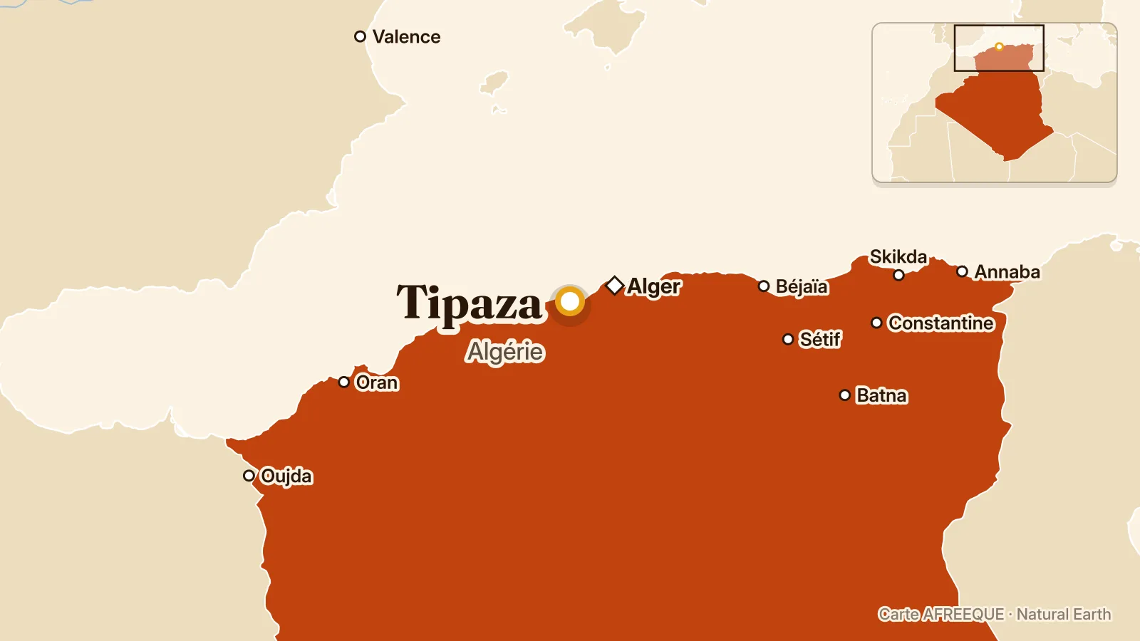 Carte : Tipaza, Algérie