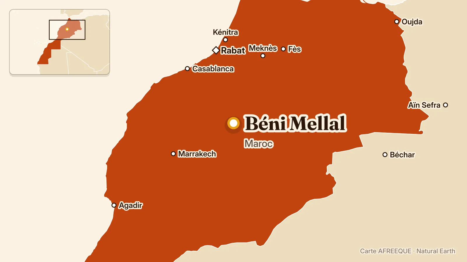 Carte : Béni Mellal, Maroc