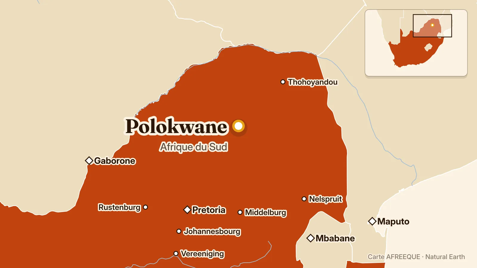 Carte : Polokwane, Afrique du Sud