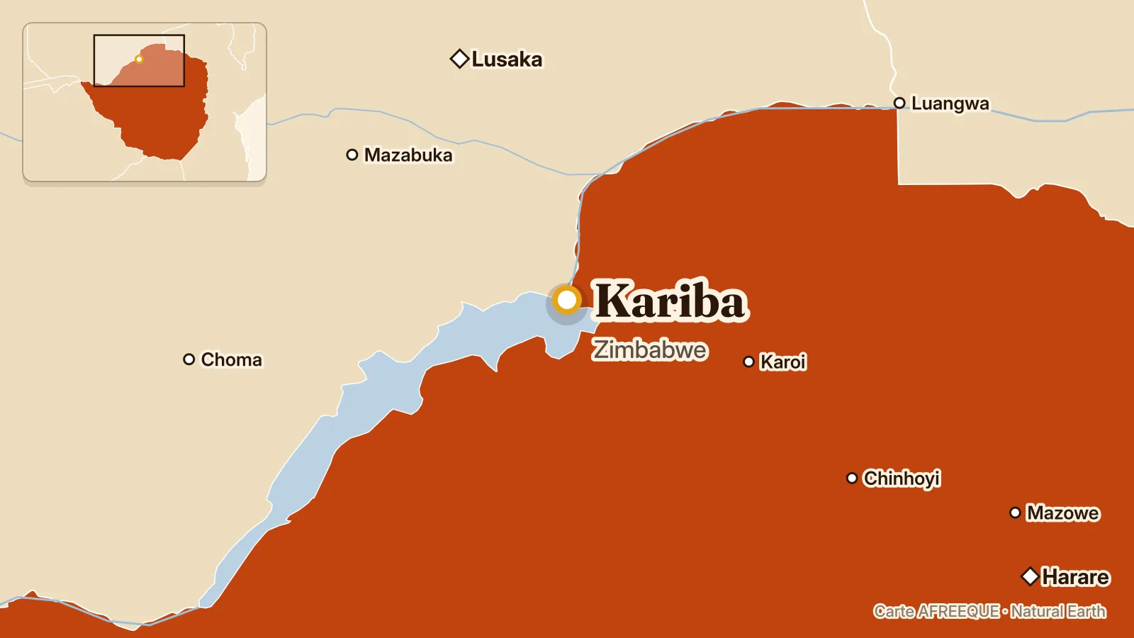 Carte : Kariba, Zimbabwe
