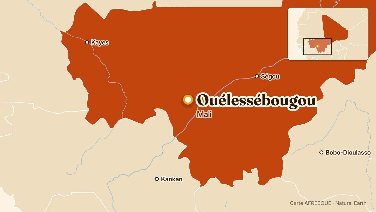 Carte : Ouélessébougou, Mali