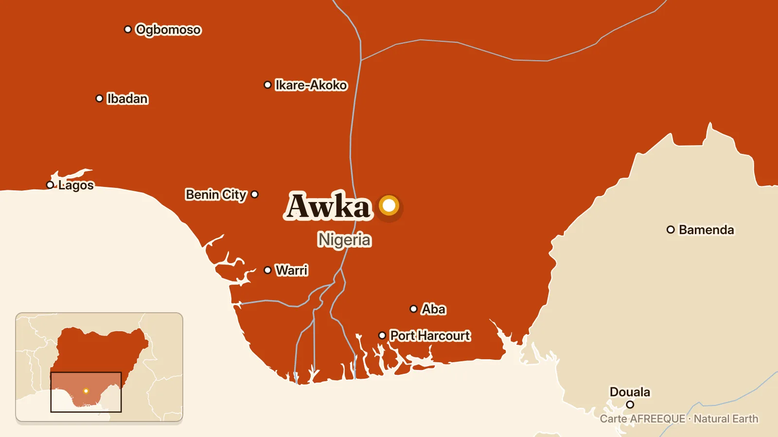 Map: Awka, Nigeria