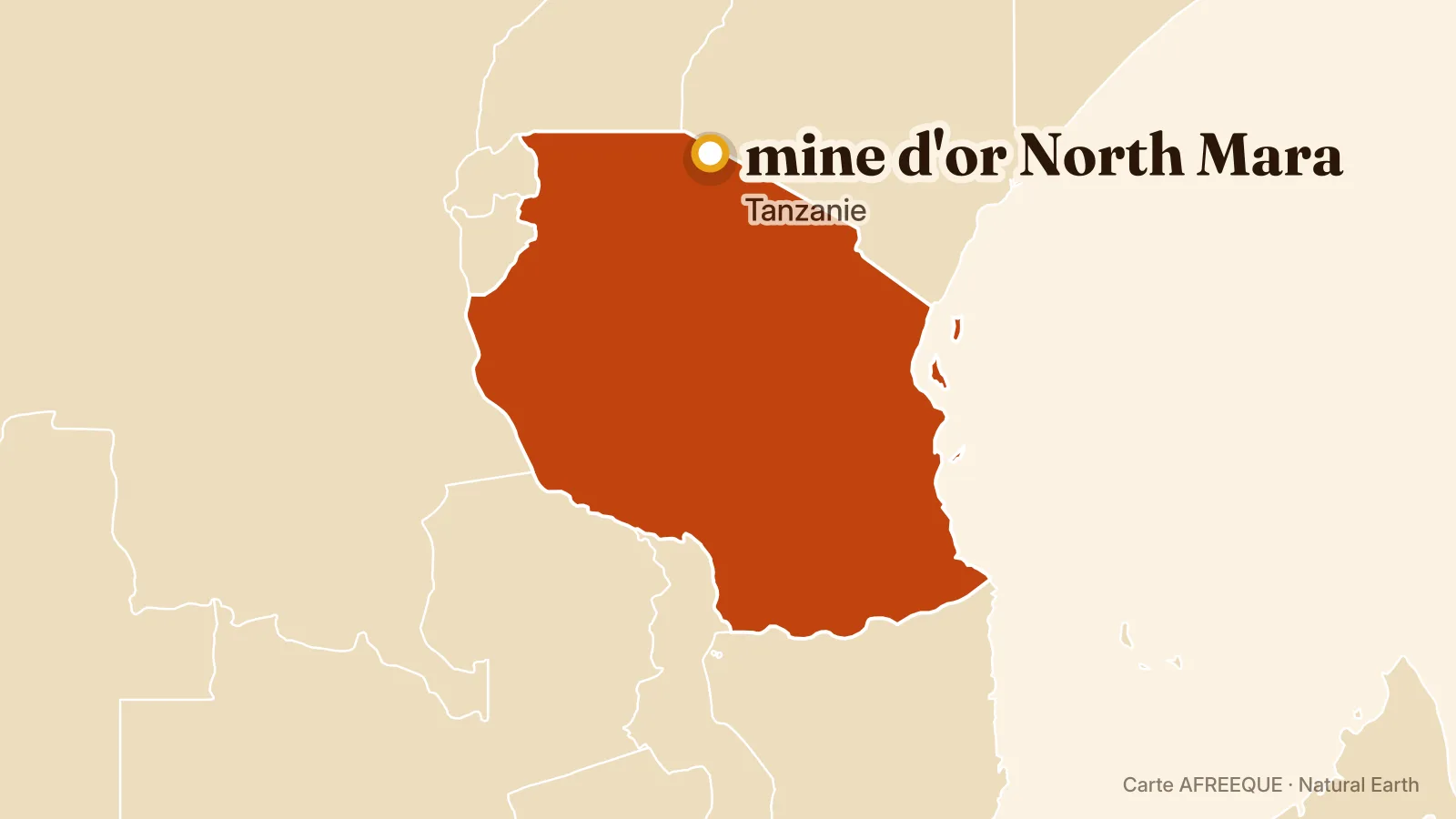 Carte : mine d'or North Mara, Tanzanie